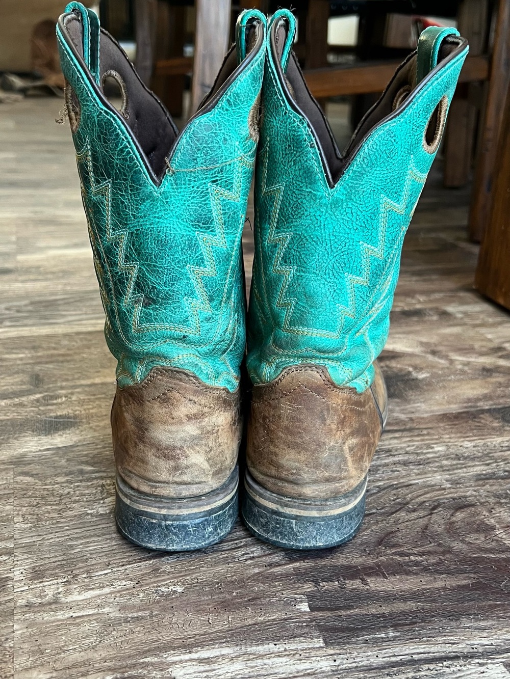Men's Smokey Mountain Boys Jesse Leather Western Boots with Turquoise Shaft - Picture 2 of 8